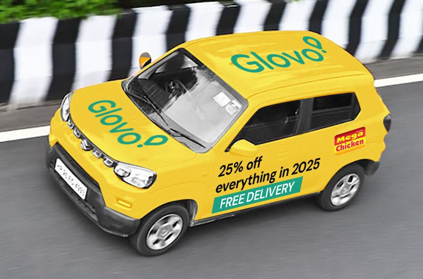 Car with Debonairs Pizza branding